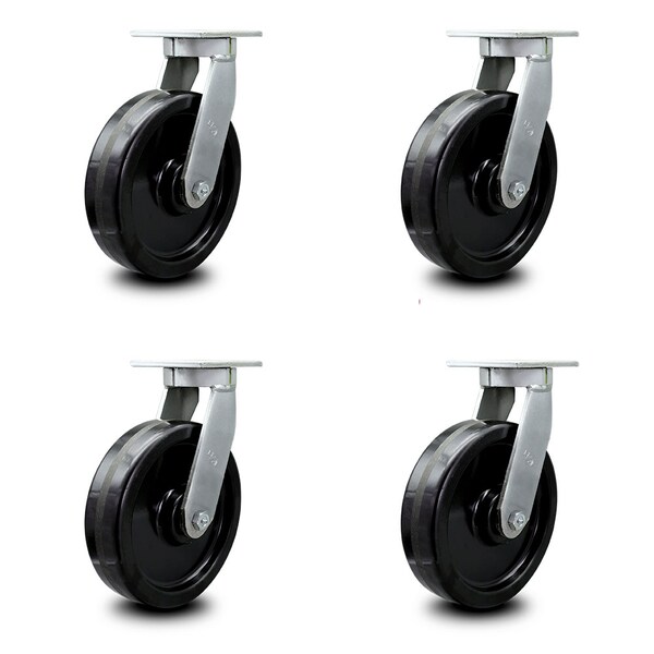 Service Caster 12 Inch Extra Heavy Duty Phenolic Wheel Swivel Caster Set with 2 Swivel Locks SCC-KP92S1230-PHR-BSL-2-S-2 - main